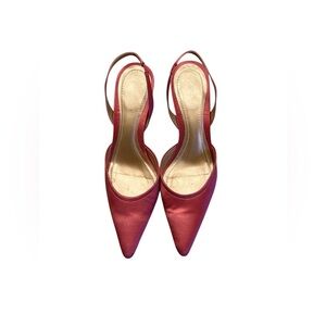 Ann Taylor pink Fabric Ankle Strap Pointed Toe Sandals Size 7.5